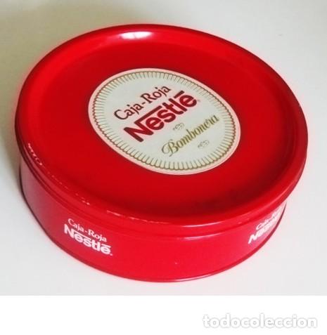 Cajas y cajitas met&aacute;licas: CAJA ROJA DE NESTL&Eacute; - REDONDA MET&Aacute;LICA - BOMBOBERA - VAC&Iacute;A - DE METAL