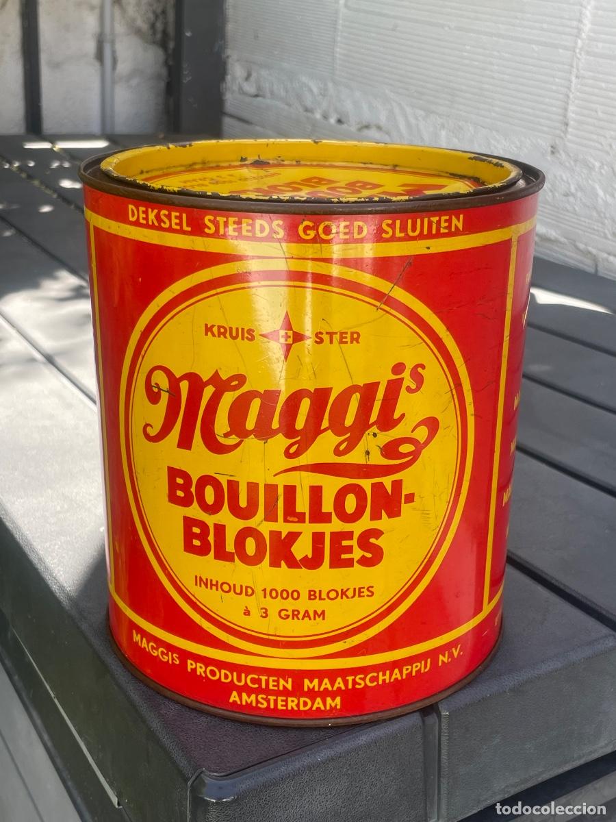 Cajas y cajitas met&aacute;licas: Antigua Lata de Hojalata Litografiada Maggi - Bouillon-Blokjes (&Aacute;msterdam, Pa&iacute;ses Bajos) - Grande