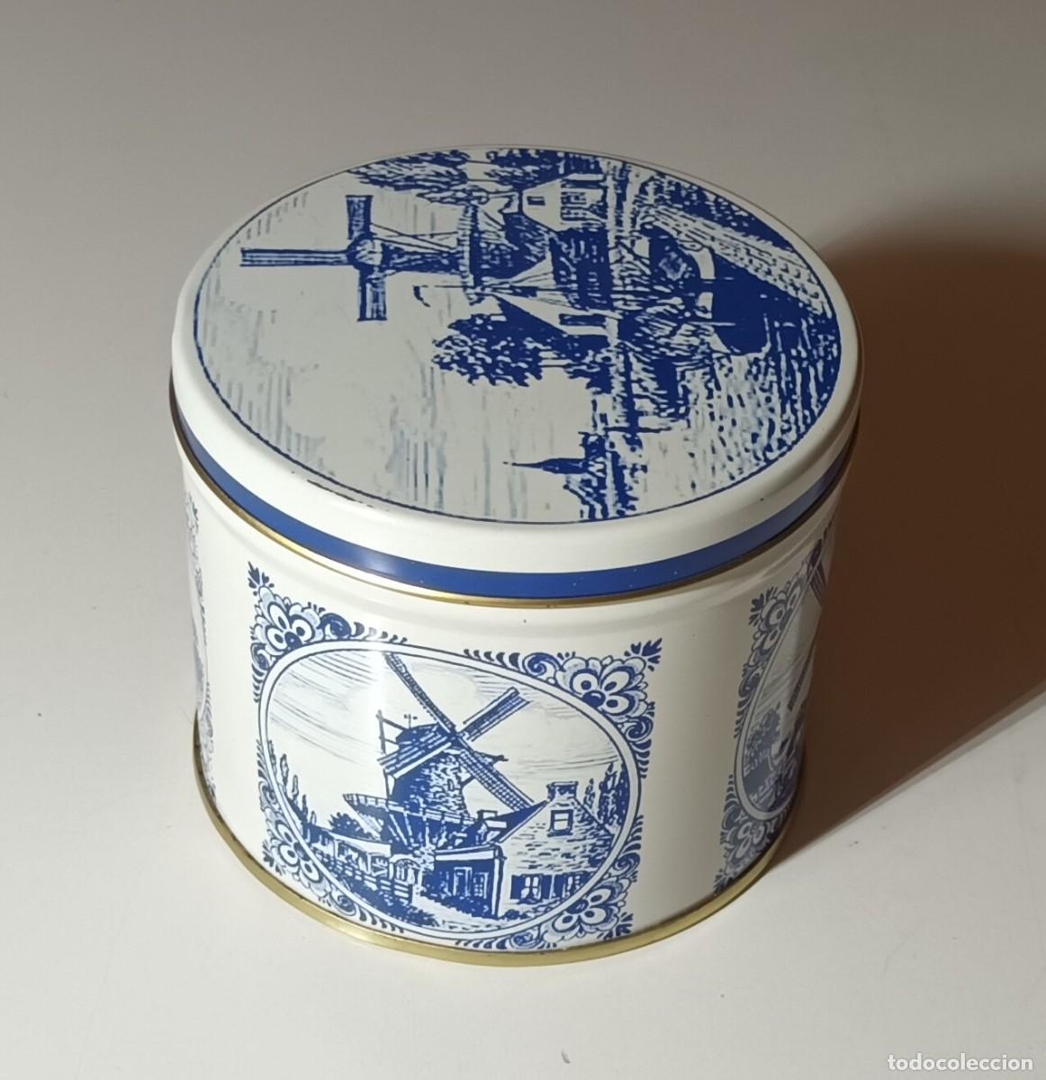 Caixas e caixinhas met&aacute;licas: CAJA VAC&Iacute;A / LATA MET&Aacute;LICA - ESTILO DE CER&Aacute;MICA AZUL DELFT - PARA GALLETAS HOLANDESAS DE SIROPE