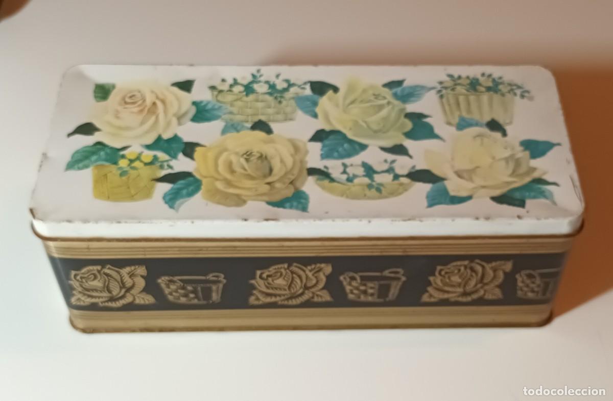 Caixas e caixinhas met&aacute;licas: CAJA VAC&Iacute;A DE HOJALATA / LATA MET&Aacute;LICA FRANCESA CON DETALLES FLORALES