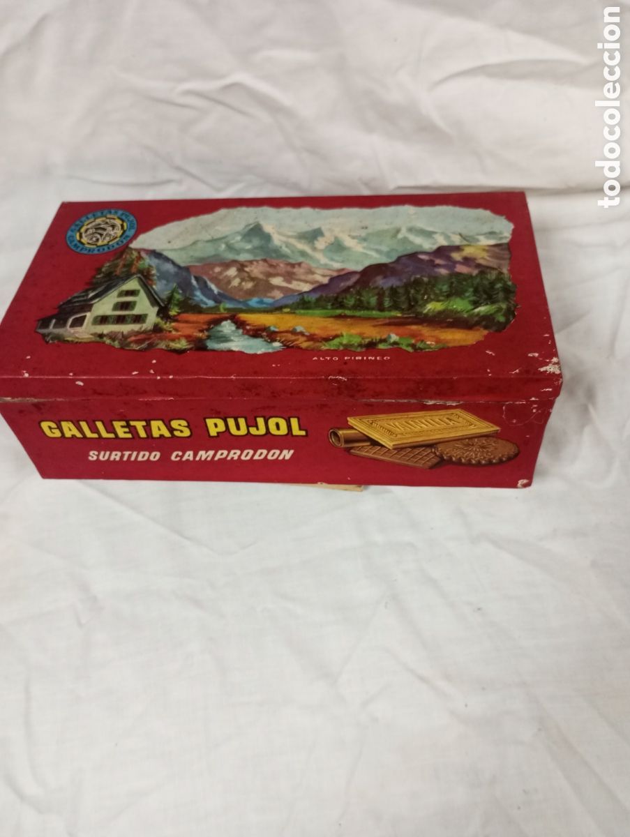 Cajas y cajitas met&aacute;licas: Antigua caja de galletas Pujol camprodon