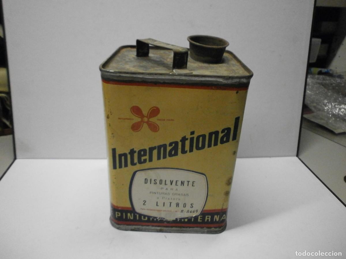 Cajas y cajitas met&aacute;licas: antigua lata de disolvente internacional bilbao