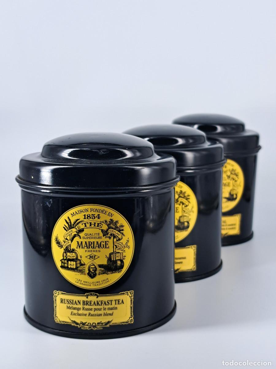 Cajas y cajitas met&aacute;licas: Lote de 3 Botes de T&eacute; Met&aacute;licos - MARIAGE FR&Egrave;RES (Par&iacute;s)