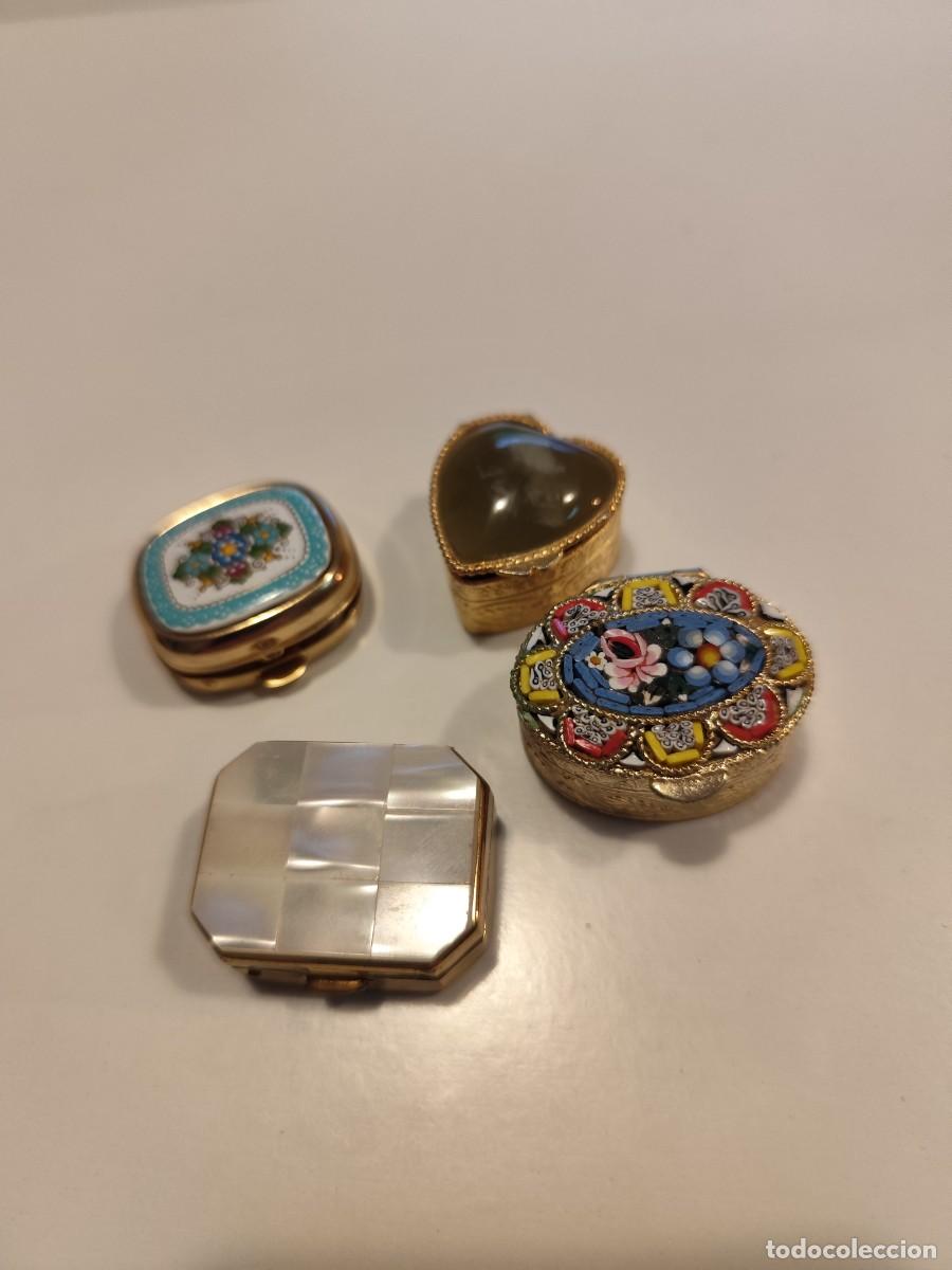 Cajas y cajitas met&aacute;licas: Lote de 4 Pastilleros / Cajitas Vintage