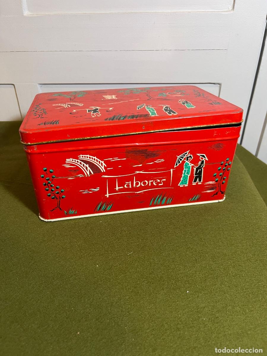 Cajas y cajitas met&aacute;licas: Lata antigua Cola Cao Nutrexpa litograf&iacute;a original con decoraci&oacute;n oriental japonesa vintage a&ntilde;os 50
