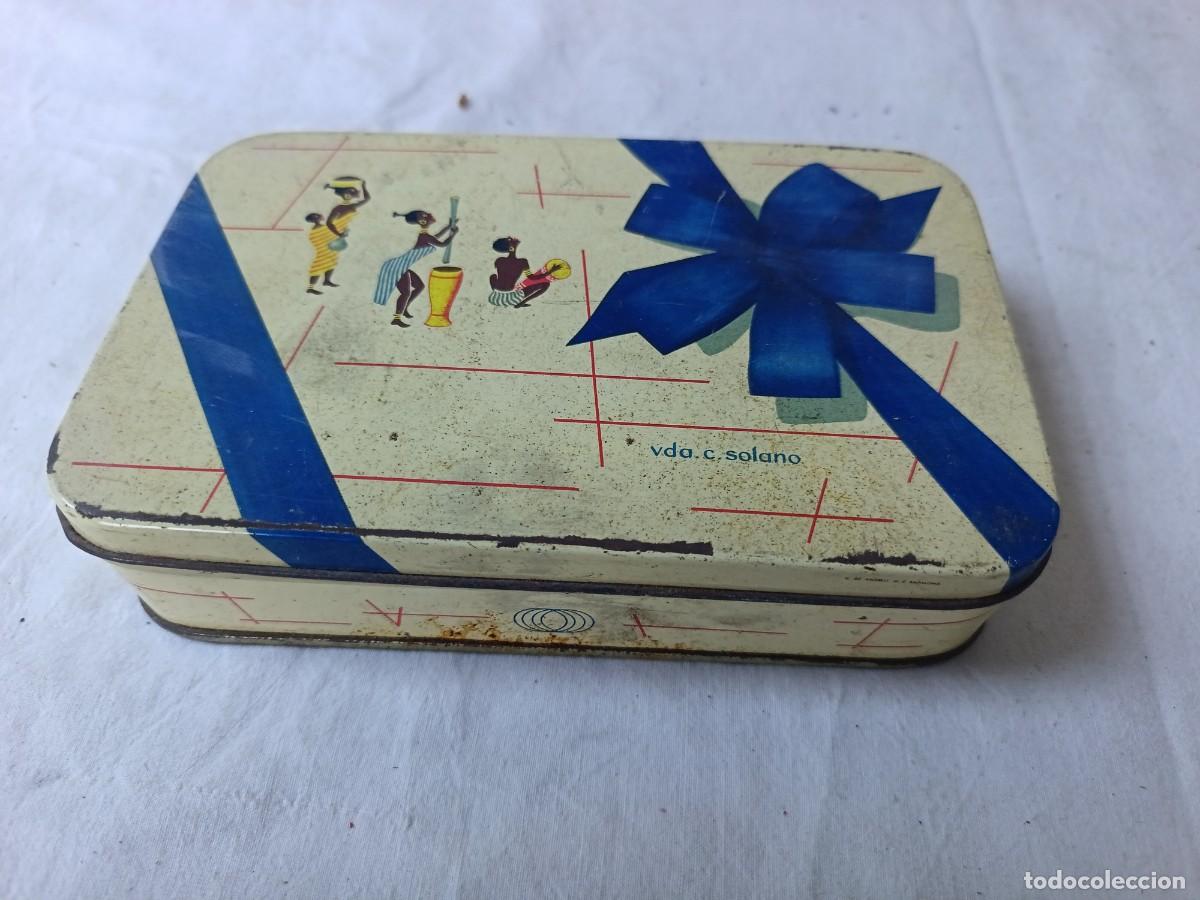 Cajas y cajitas met&aacute;licas: Caja de lata litografiada, de dulces o similar, Vda. de C. Solano, Logro&ntilde;o, vac&iacute;a