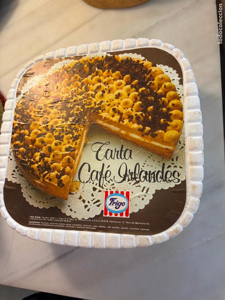 Cajas y cajitas met&aacute;licas: Helados Frigo tarta de caf&eacute; irland&eacute;s caja de corcho original mide 27 x 27 x 9 cm se&ntilde;ales de uso