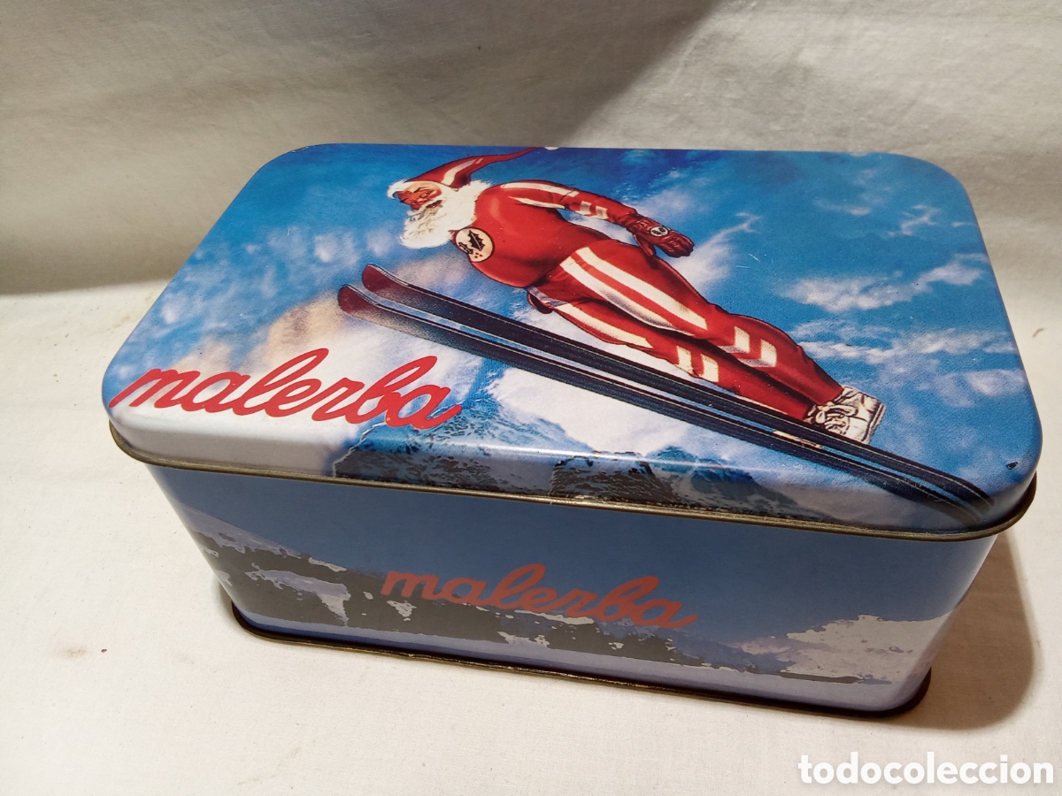Caixas e caixinhas met&aacute;licas: CAJA MET&Aacute;LICA DE MALERBA CON PAP&Aacute; NOEL ESQUIANDO