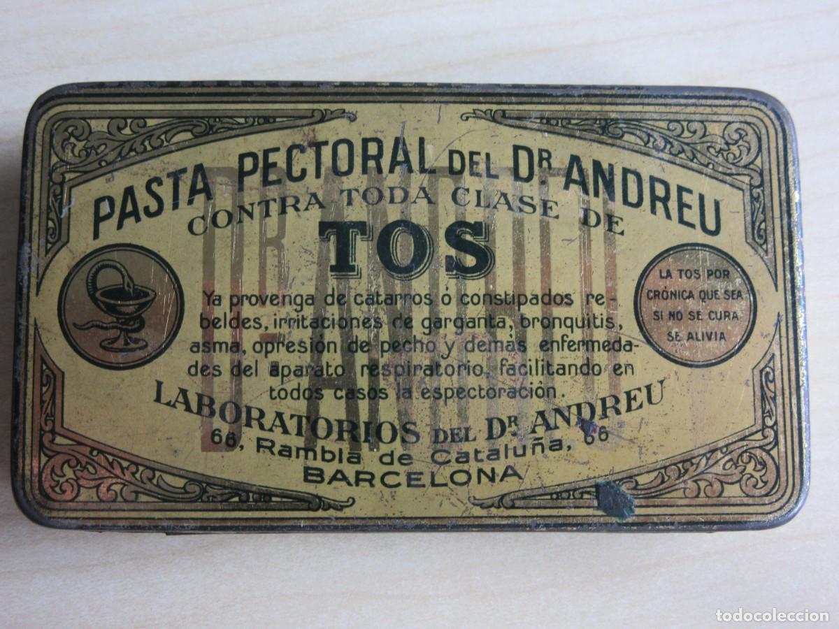 Cajas y cajitas met&aacute;licas: Caja de Pasta pectoral del doctor Andreu A&ntilde;os 50-60 Medidas 9,5 x 5,5 cm