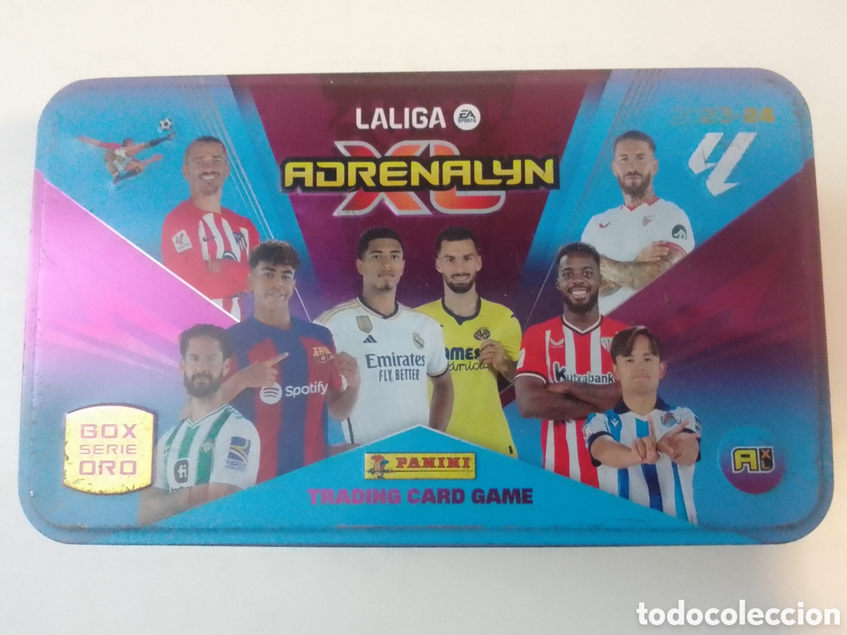 Cajas y cajitas met&aacute;licas: Caja met&aacute;lica vac&iacute;a Adrenalyn XL 2023-24 BOX SERIE ORO.