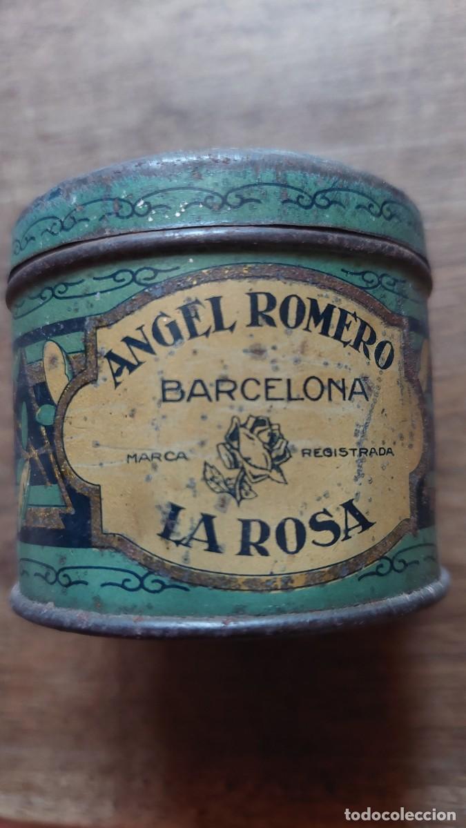 Cajas y cajitas met&aacute;licas: Antigua lata de Hilo Angel Romero Barcelona La rosa