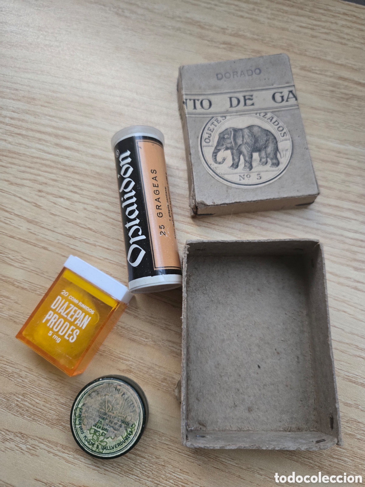 Boxes and metal boxes: Cajitas antiguas de medicinas, Optalid&oacute;n ,Diazepan