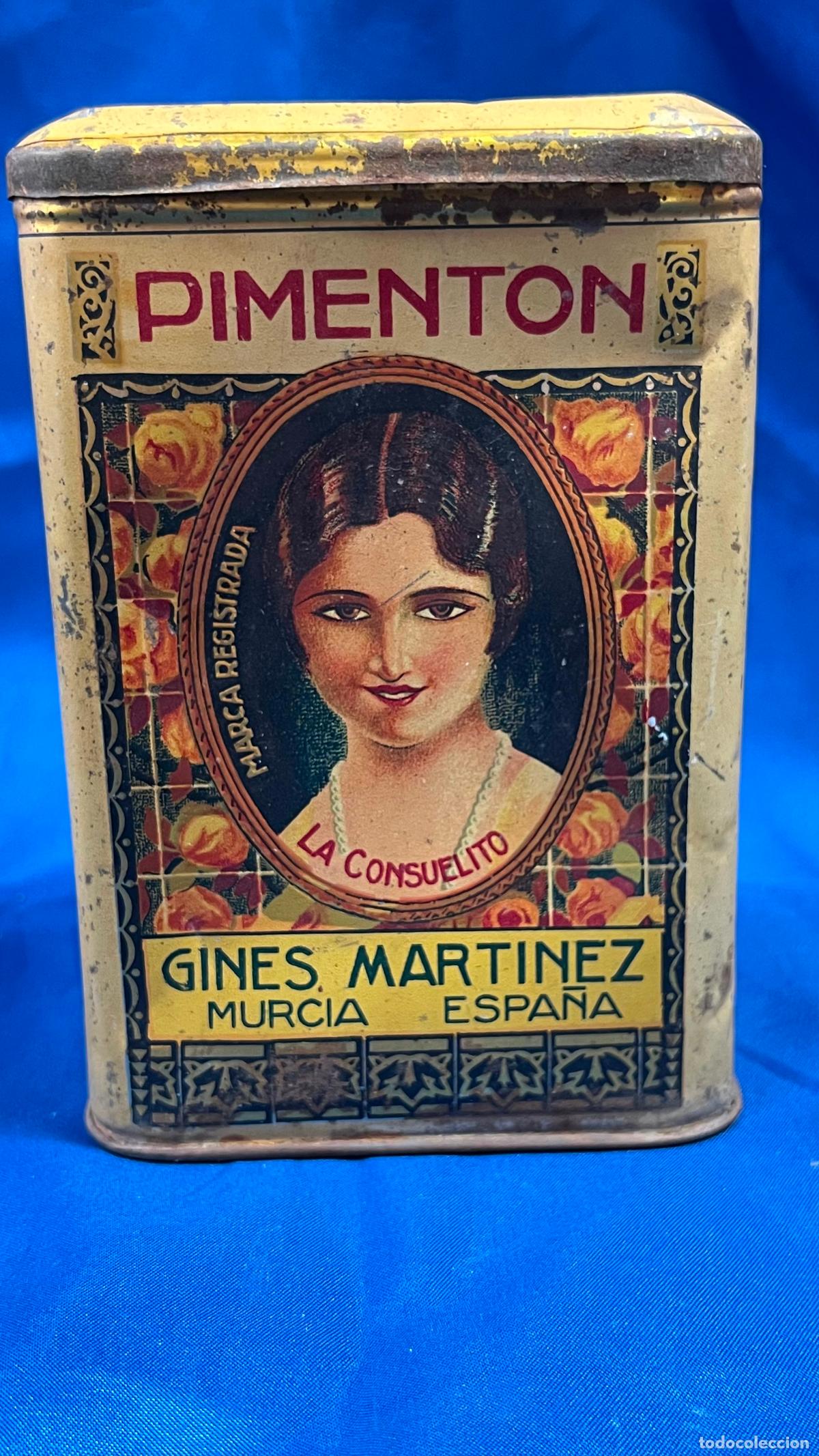 Cajas y cajitas met&aacute;licas: LATA PIMENTON gines martinez murcia la consuelito - azafran hojalata