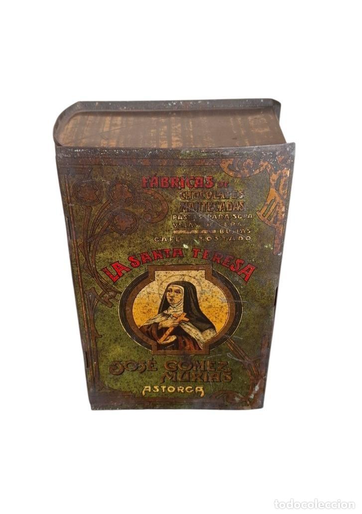 Cajas y cajitas met&aacute;licas: (LA-260702)LATA LITOGRAFIADA MANTECADAS CHOCOLATES LA SANTA TERESA JOSE GOMEZ MURIAS ASTORGA
