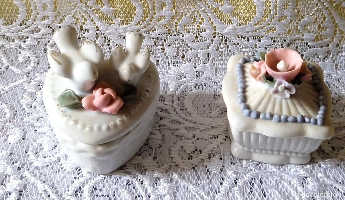 Cajas y cajitas met&aacute;licas: 2 CAJITAS PORCELANA-CERAMICA A&Ntilde;OS 70