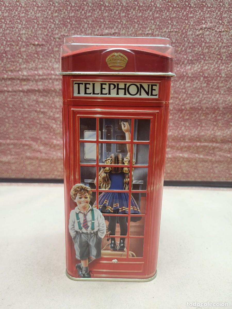Cajas y cajitas met&aacute;licas: CAJA LATA HUCHA JUGUETE TELEFONO INGLES CHURCHILL'S CARAMELOS