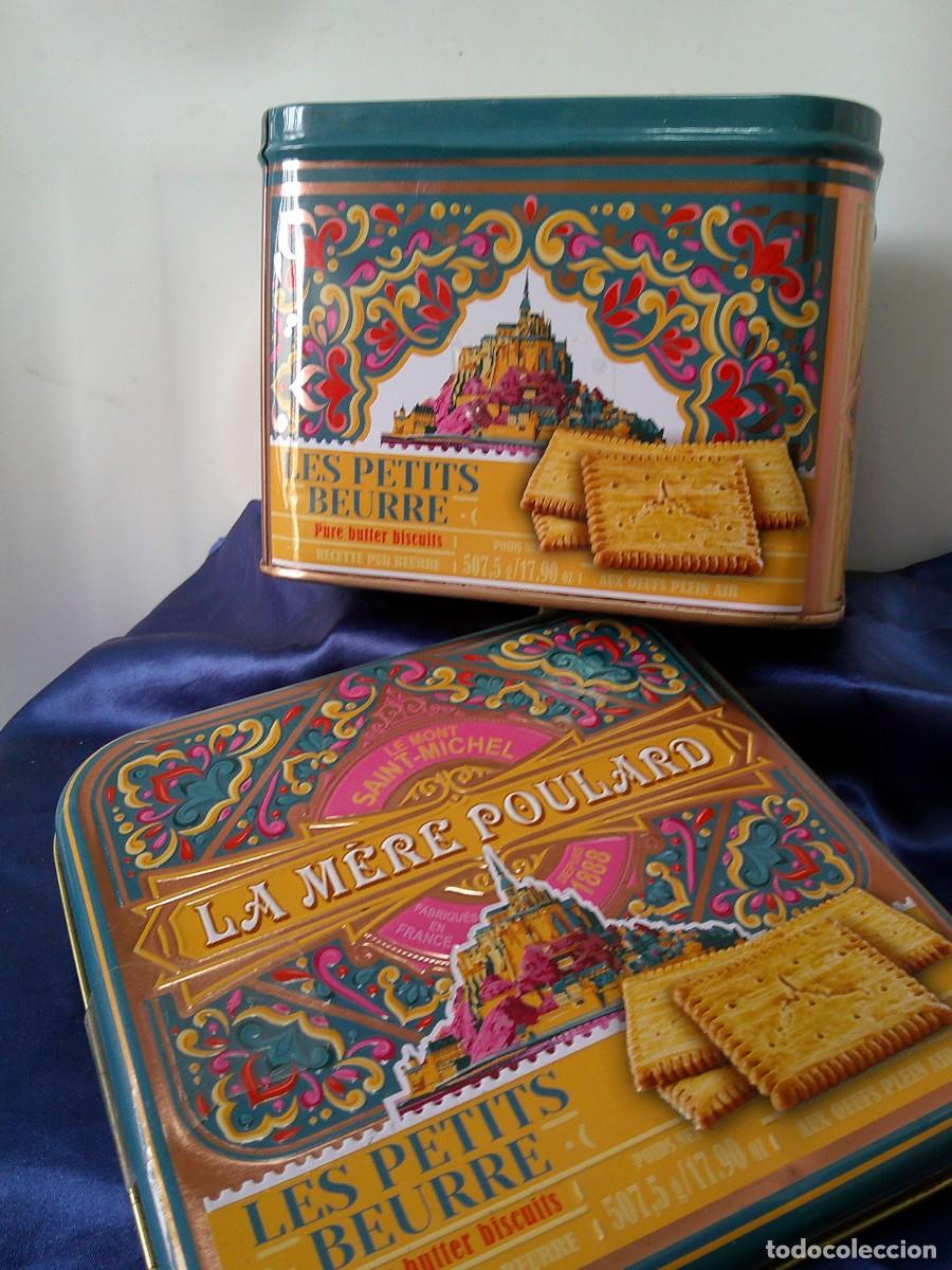 Bo&icirc;tes et petites bo&icirc;tes m&eacute;talliques: CAJA GALLETAS. &rdquo;La Mere Poulard&rdquo;. Depuis 1888. LE PETITS BEURRE. Estilo &rdquo;Art Nouveau&rdquo;. Metalica.!C33