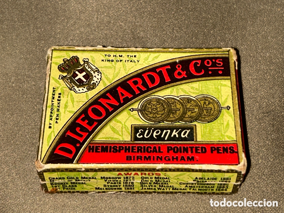 Cajas y cajitas met&aacute;licas: CAJA DE PLUMAS &rdquo;D. LEONARDT &COS&rdquo;- UNIVERSAL PEN WORKS, BIRMINGHAM.- VAC&Iacute;A