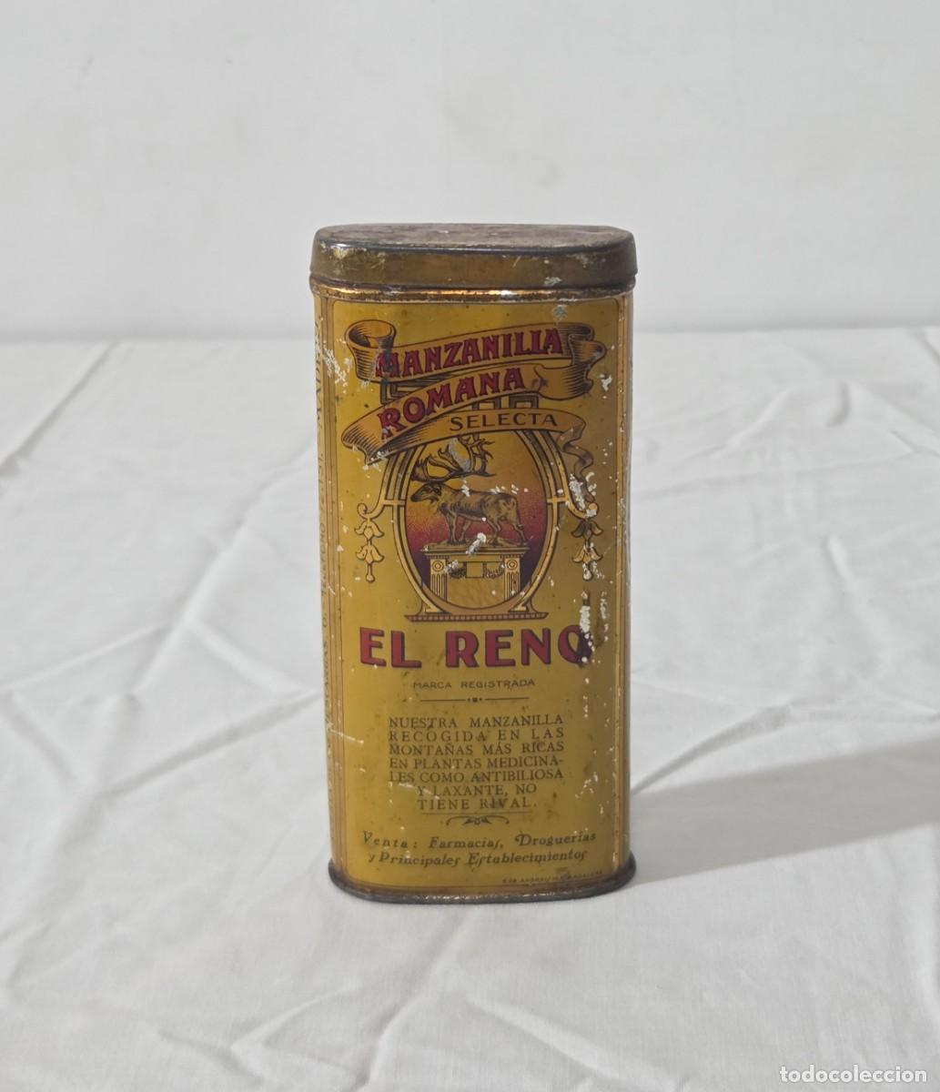 Cajas y cajitas met&aacute;licas: Antigua lata de chapa, Manzanilla romana, El Reno