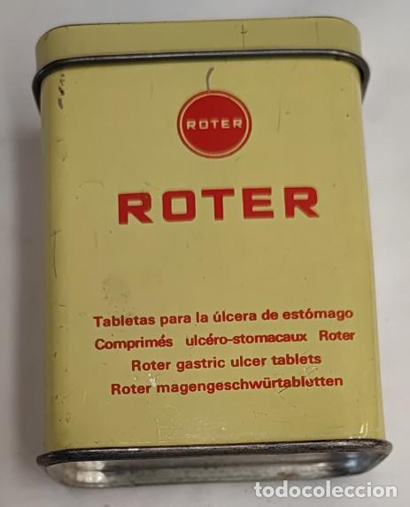 Cajas y cajitas met&aacute;licas: ANTIGUA LATA BOTE O CAJA DE CHAPA ROTER, TABLETAS PARA LA ULCERA DE ESTOMAGO