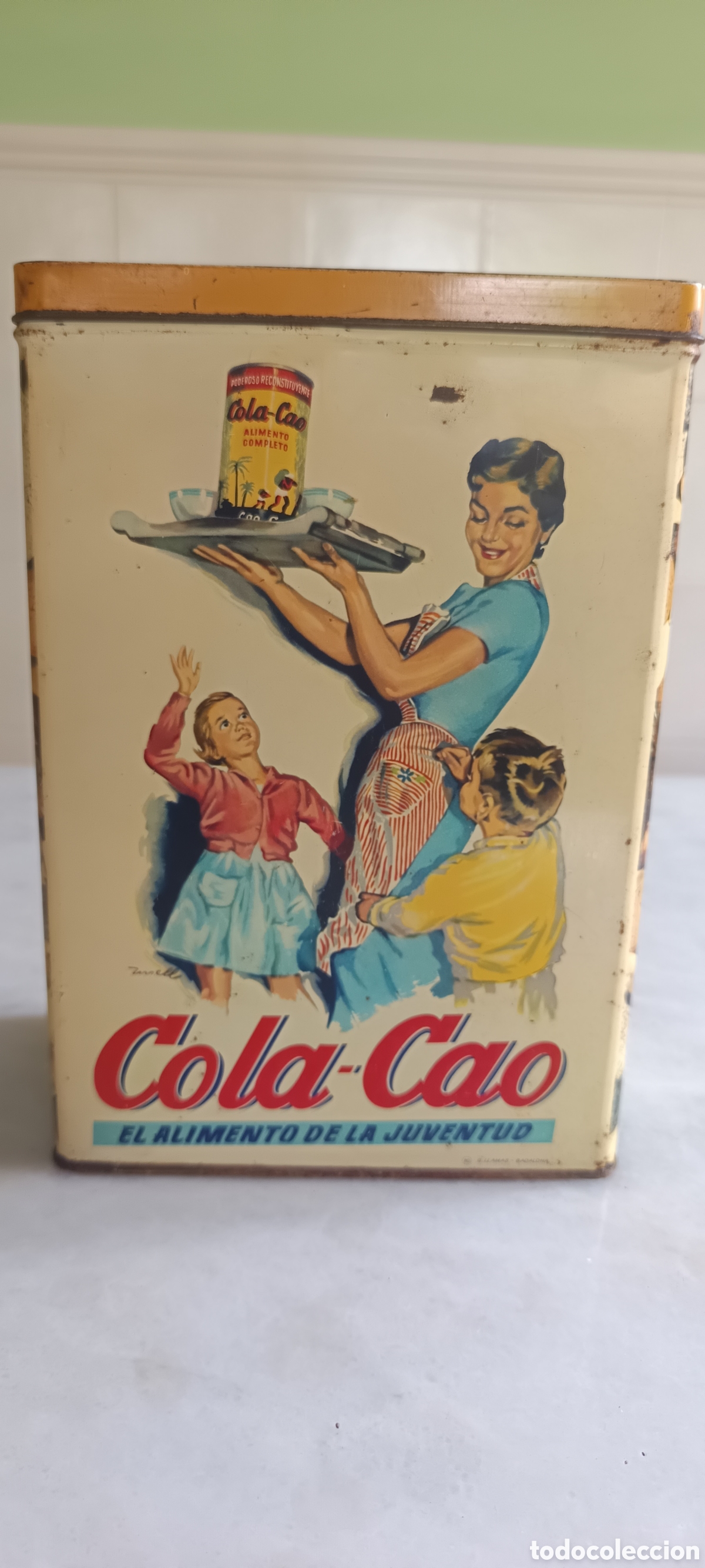 Cajas y cajitas met&aacute;licas: Lata met&aacute;lica Cola-Cao antigua &rdquo;El Alimento de la Juventud&rdquo; - Publicidad vintage - A&ntilde;os 50/60