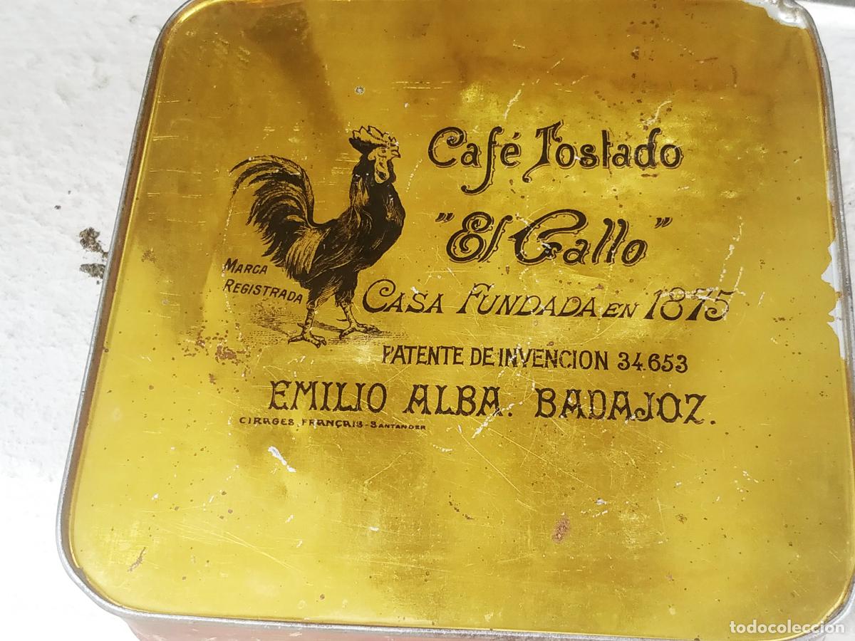 Cajas y cajitas met&aacute;licas: Caja lata Caf&eacute; el Gallo Badajoz con motivos chinos