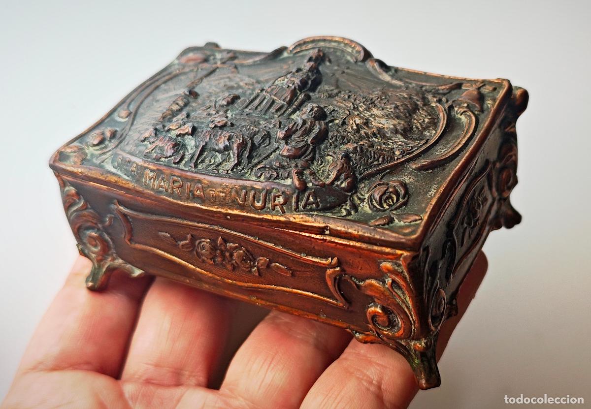 Cajas y cajitas met&aacute;licas: SANTA MAR&Iacute;A DE NURIA JOYERO PLOMO CON REFLEJOS DE COBRE - GRABADOS - CAJA ANTIGUA - STA