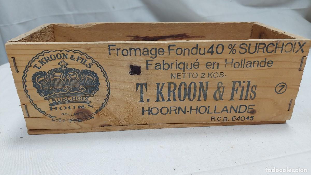 Cajas y cajitas met&aacute;licas: Antigua caja de madera Queso Hoorn Holanda T.Kroon y fils