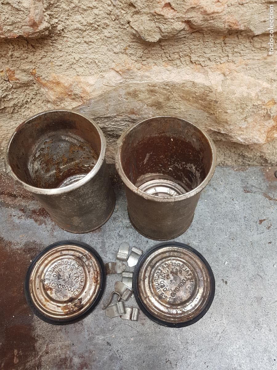 Cajas y cajitas met&aacute;licas: DOS BOTES DE CHAPA LOGRO&Ntilde;O