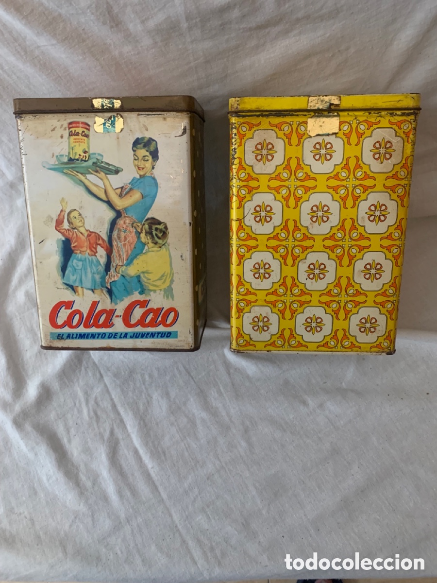 Cajas y cajitas met&aacute;licas: Conjunto de dos cajas de Cola-Cao vintage