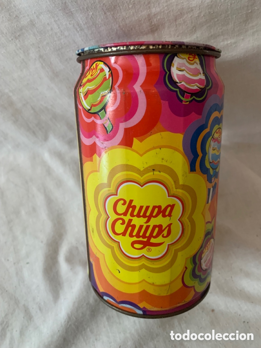 Cajas y cajitas met&aacute;licas: Caja met&aacute;lica cil&iacute;ndrica vintage de Chupa-Chups