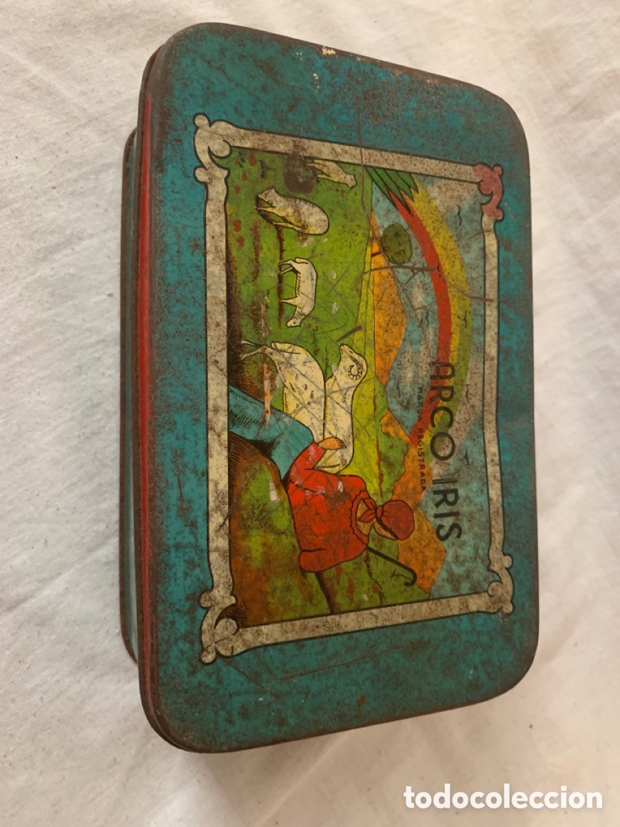 Cajas y cajitas met&aacute;licas: Caja Met&aacute;lica antigua ARCO IRIS vintage