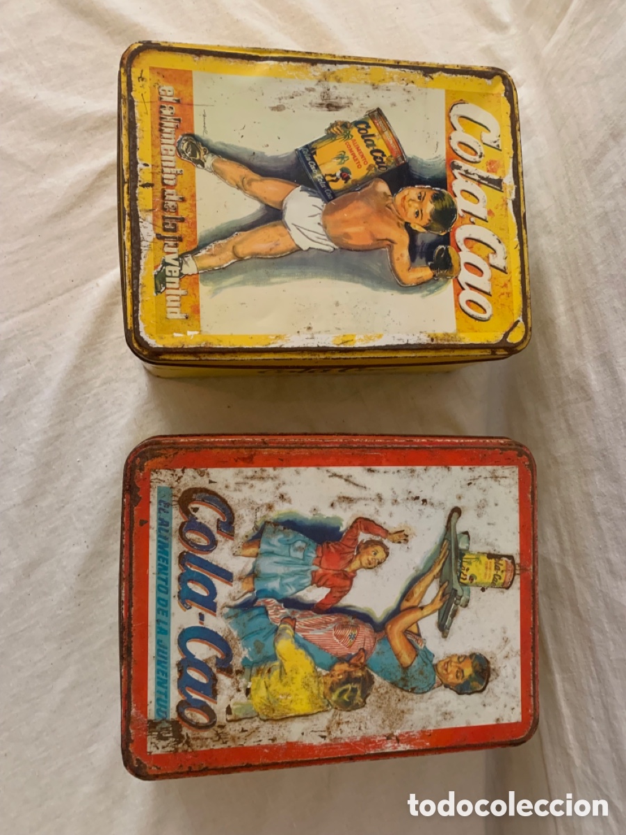 Cajas y cajitas met&aacute;licas: 2 Cajas met&aacute;licas vintage de Cola-Chao