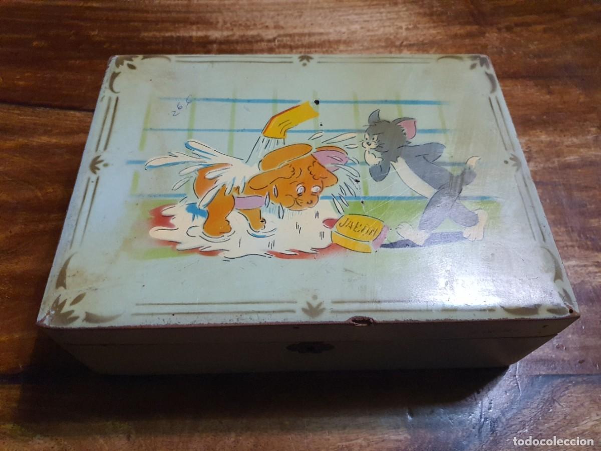 Cajas y cajitas met&aacute;licas: Caja tocador infantil vintage a&ntilde;os 50-60 con espejo - Tom y Jerry / dibujos