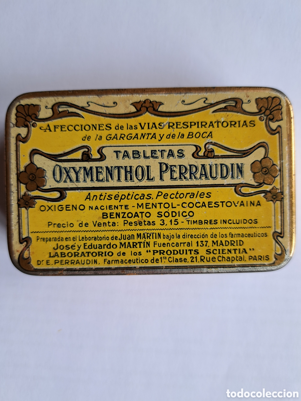 Cajas y cajitas met&aacute;licas: tabletas oxymenthol perraudin