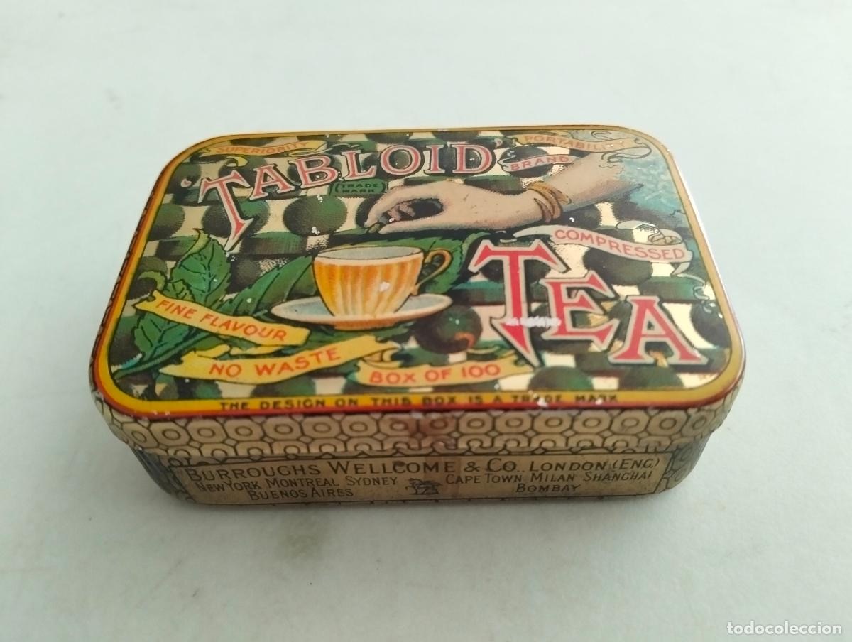 Cajas y cajitas met&aacute;licas: CAJA DE TE, FABRICADA POR BURROUGHS WELLCOME & CO, LONDRES, A&Ntilde;O 1900, MEDIDAS 8 X 5,5 X 2,5 CM