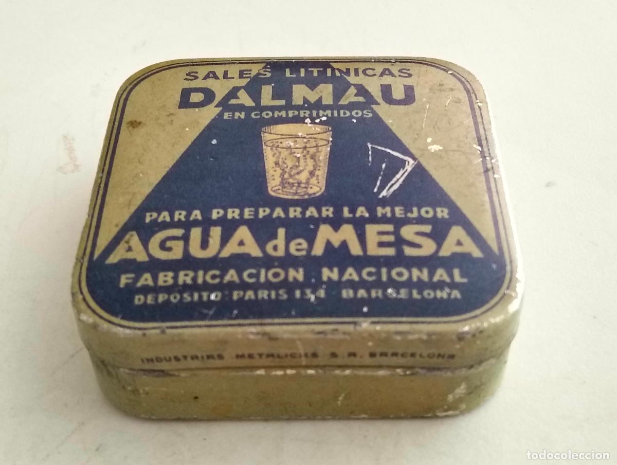 Cajas y cajitas met&aacute;licas: CAJA DE SALES LITINICAS DALMAU, PARA PREPARAR AGUA DE MESA, BARCELONA, MEDIDAS 6 X 6 X 2 CM