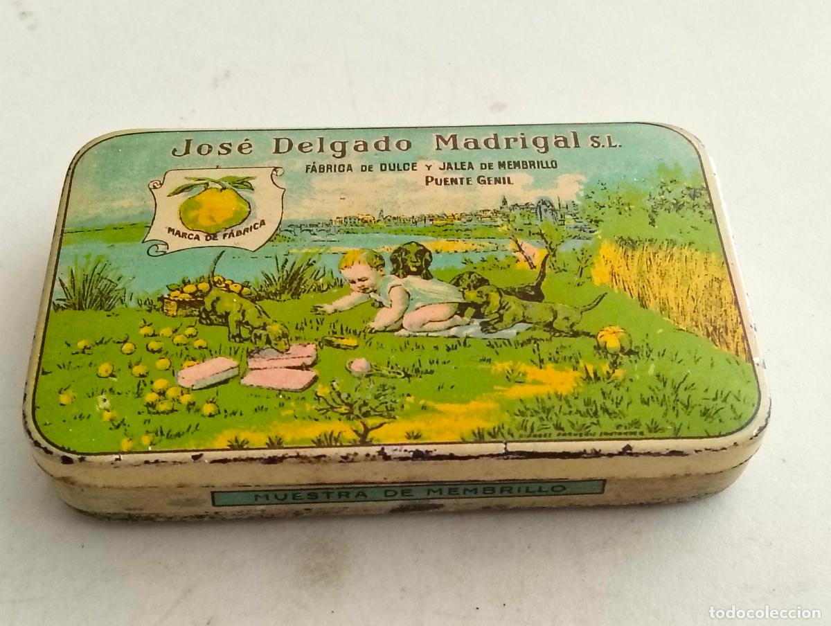 Cajas y cajitas met&aacute;licas: CAJA METALICA, JOSE DELGADO MADRIGAL,FABRICA DE DULCE, PUENTE GENIL, MEDIDAS 9,5 X 6 X 1,5 CM