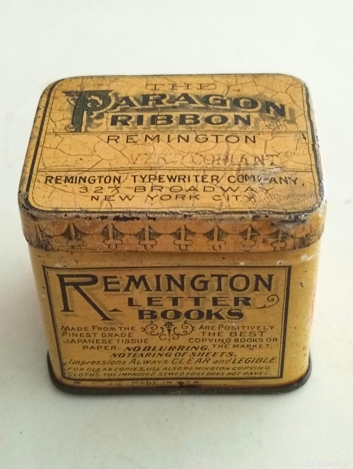 Cajas y cajitas met&aacute;licas: CAJA METALICA LITOGRAFIADA, REMINGTON LETTER - THE PARAGON RIBBON, MEDIDAS 5 X 4,5 X 4,5 CM