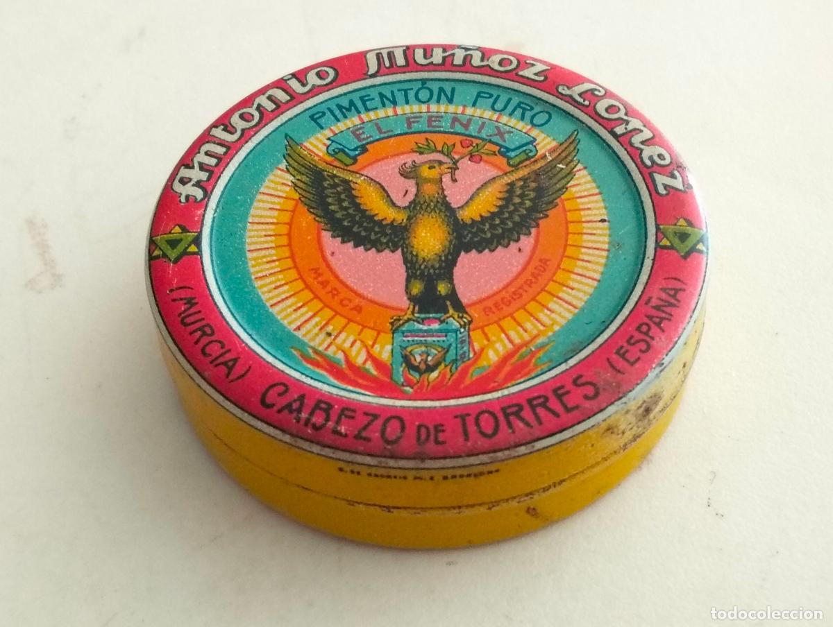 Cajas y cajitas met&aacute;licas: CAJA METALICA PIMENTON EL FENIX, ANTONIO MU&Ntilde;OZ LOPEZ, MURCIA- ESPA&Ntilde;A, MEDIDAS 5,5 X 1,5 CM