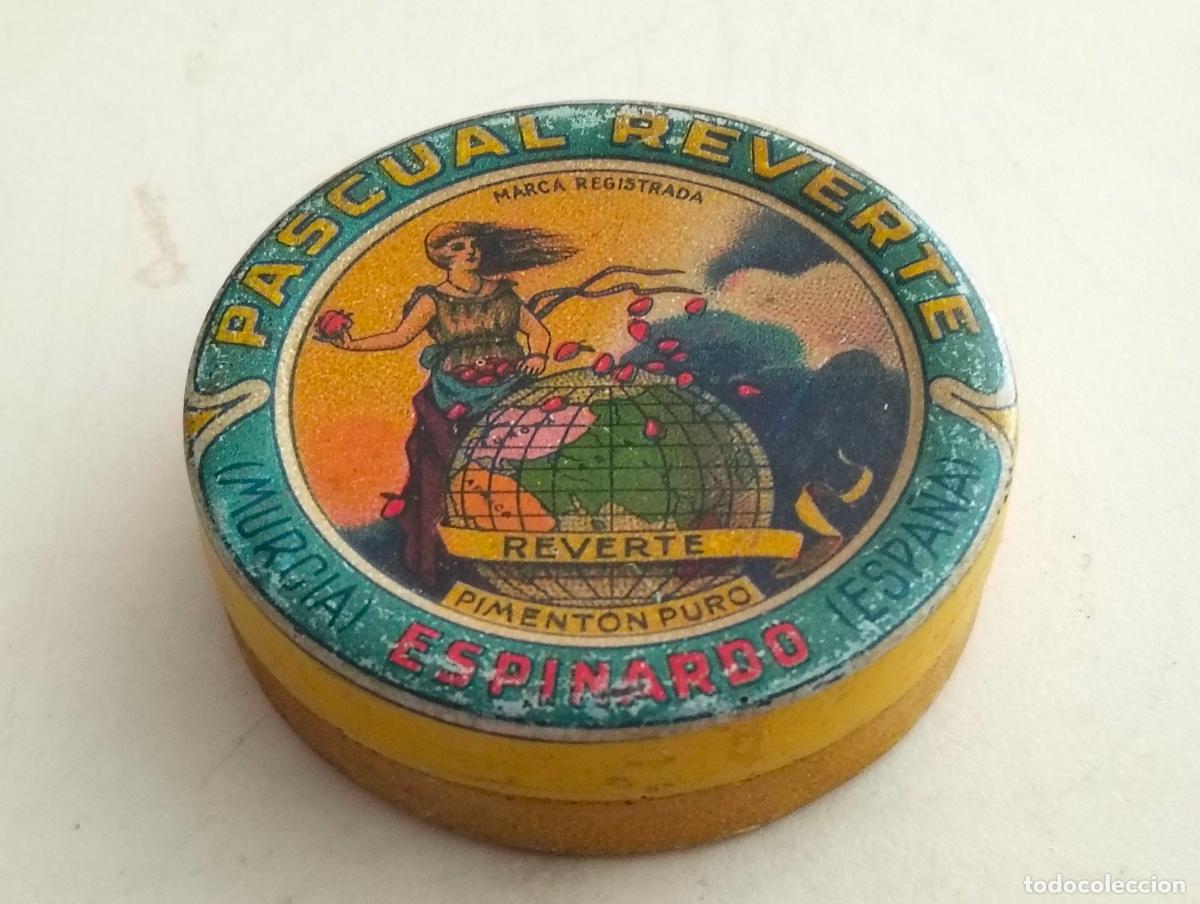Cajas y cajitas met&aacute;licas: CAJA PIMENTON REVERTE, PASCUAL REVERTE, MURCIA, ESPINARDO, ESPA&Ntilde;A, MEDIDAS 5,5 X 1,5 CM