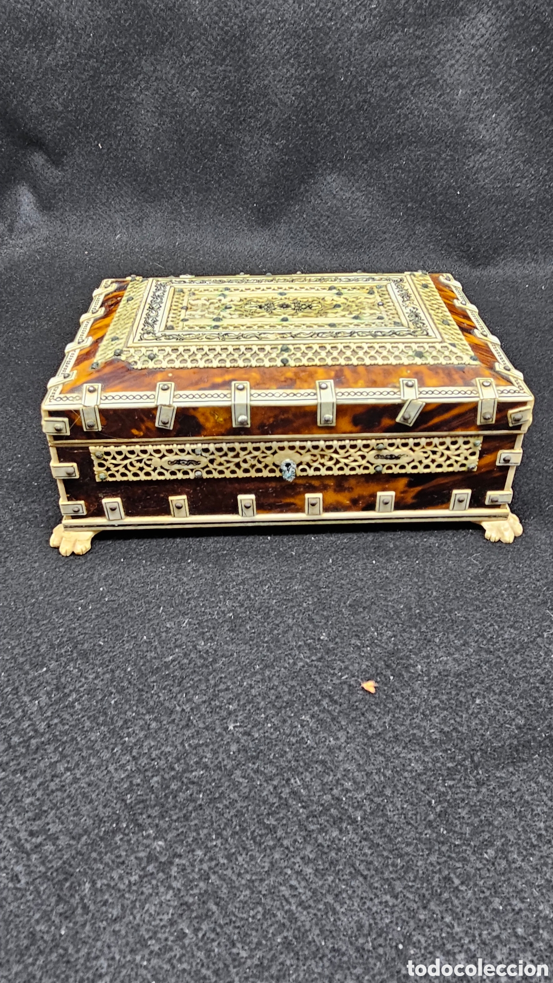 Cajas y cajitas met&aacute;licas: Antigua caja de carey y hueso