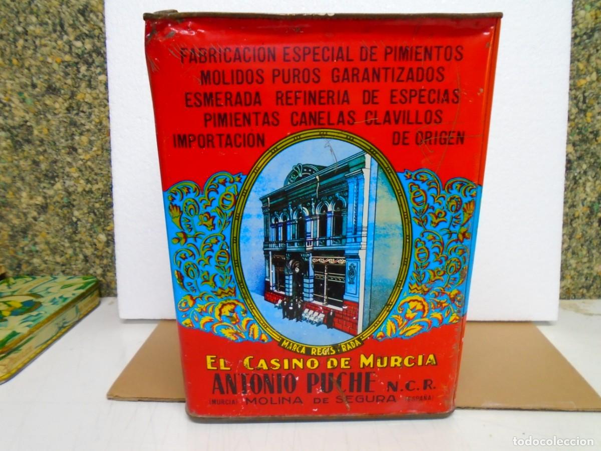 Cajas y cajitas met&aacute;licas: ANTIGUO BOTE HOJALATA LITOGRAFIADO DE PIMIENTO MOLIDO&rdquo;EL CASINO DE MURCIA&rdquo;MOLINA DE SEGURA.