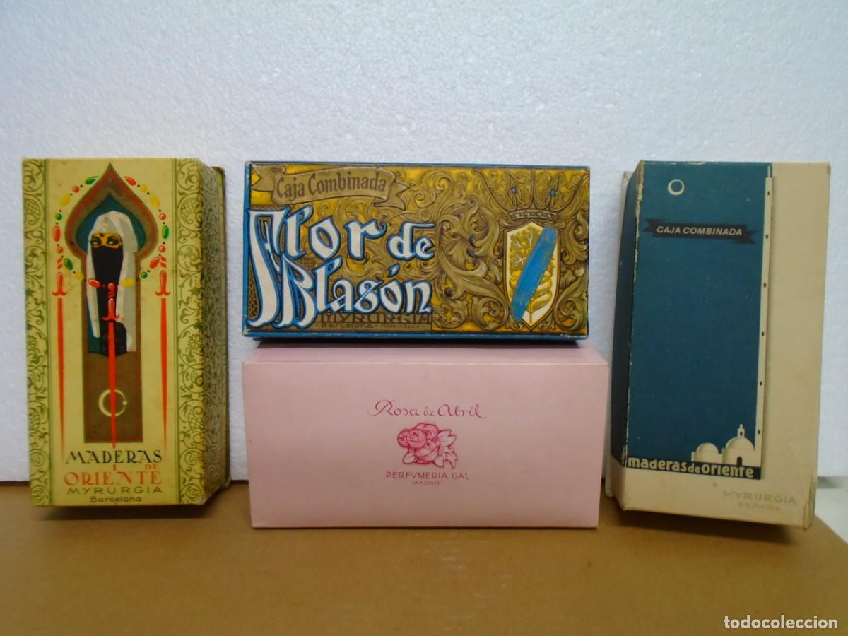 Cajas y cajitas met&aacute;licas: LOTE DE 4 ANTIGUAS CAJAS DE CARTON DE JABONES,DIFERENTES MARCAS,ESTAN VACIAS.