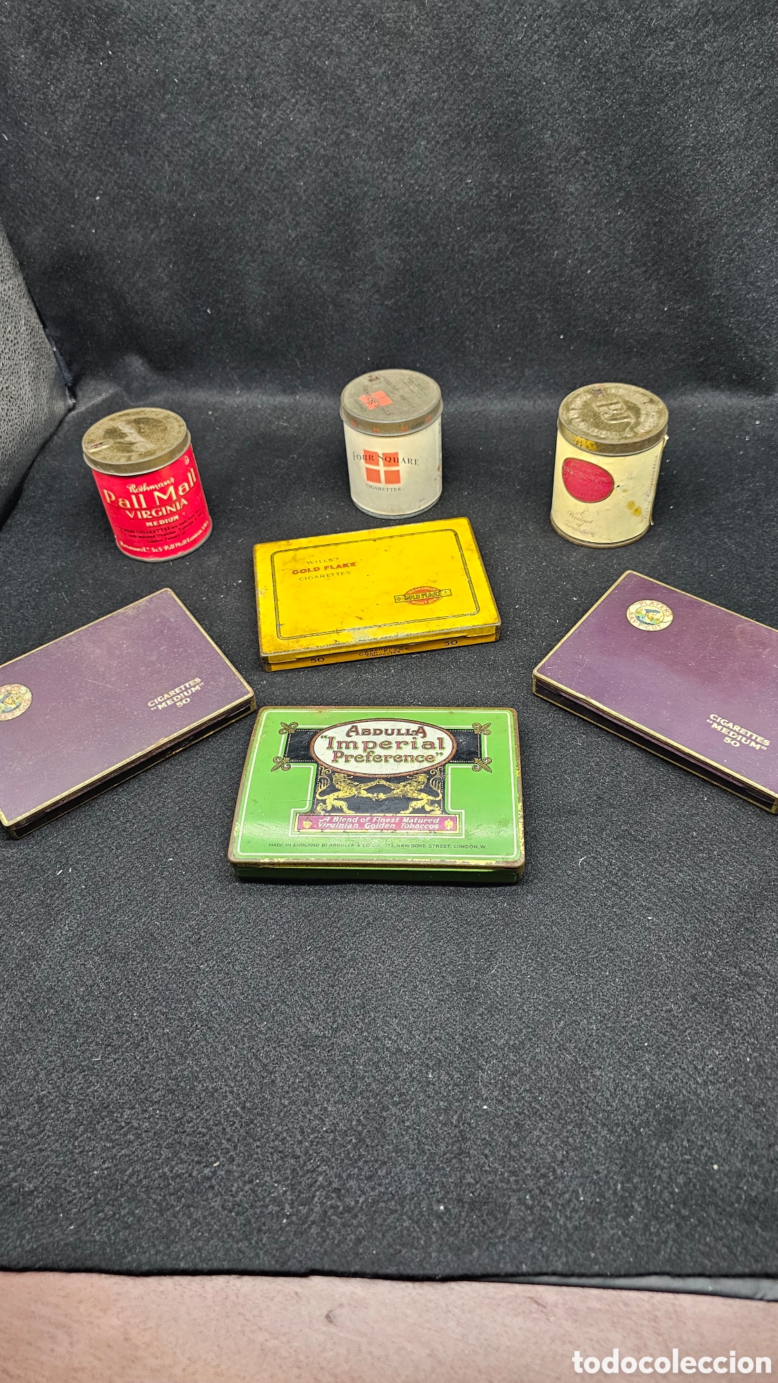 Cajas y cajitas met&aacute;licas: Lote de latas de tabaco