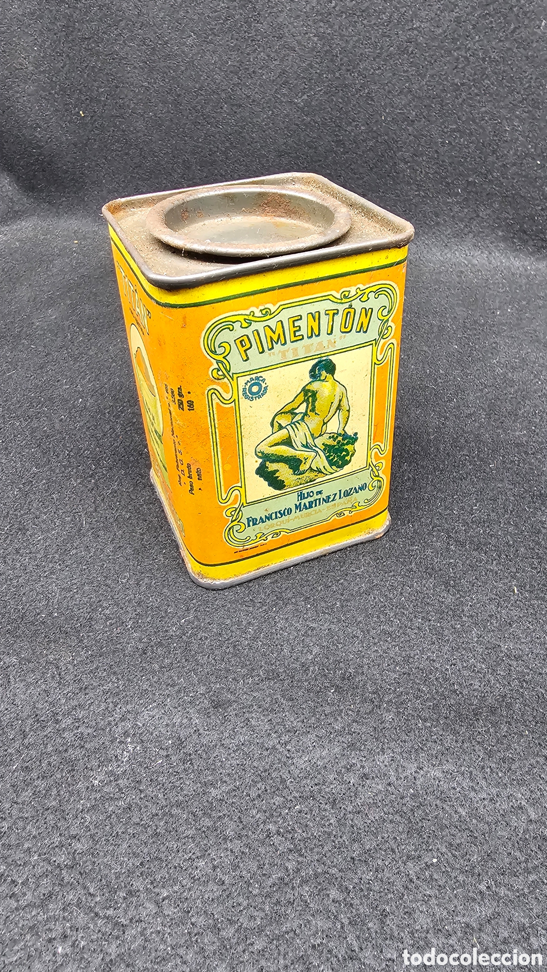 Cajas y cajitas met&aacute;licas: Antigua lata de piment&oacute;n