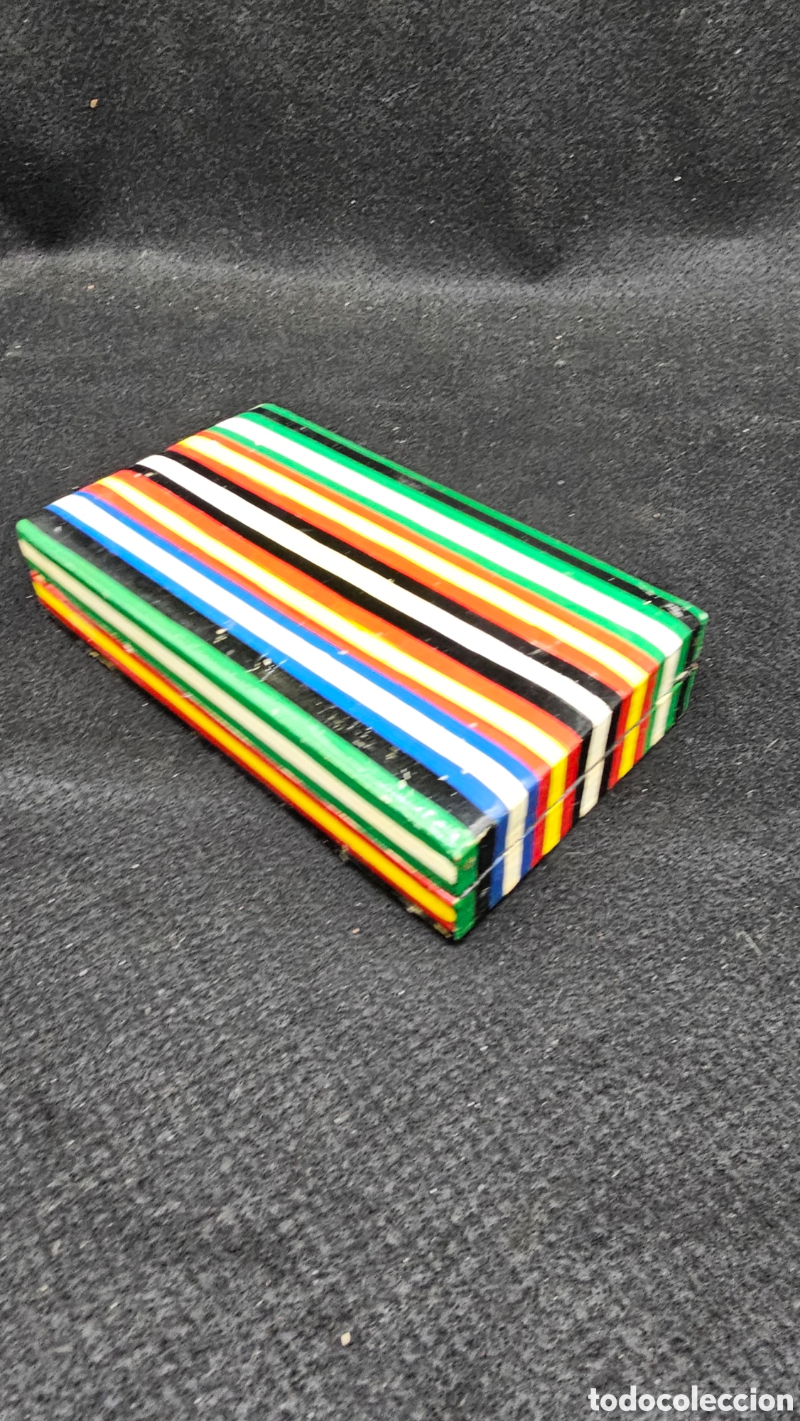 Cajas y cajitas met&aacute;licas: caja / estuche de madera pintada d&eacute;cada de los 80