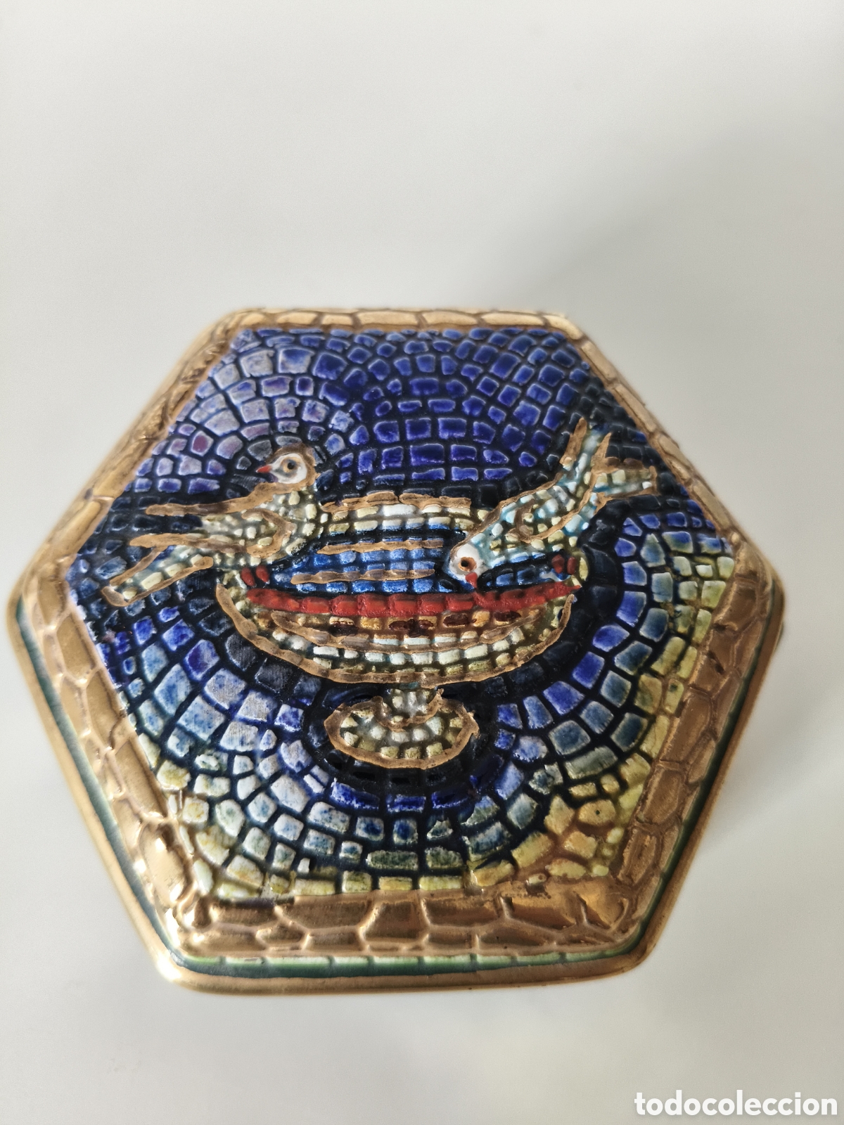 Cajas y cajitas met&aacute;licas: CAJA JOYERO ESTILO MOSAICO VINTAGE EN PORCELANA DE ROMA