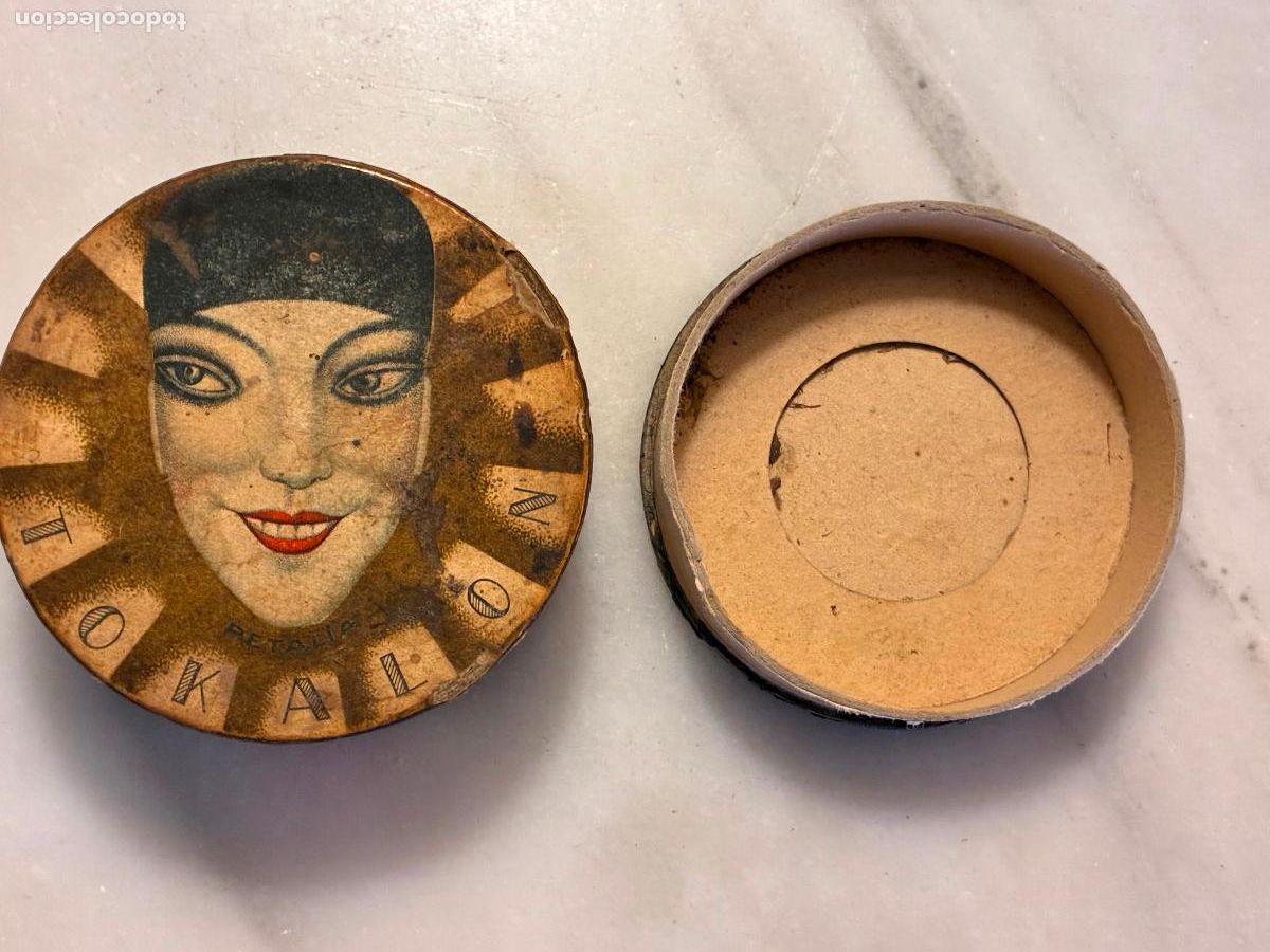 Cajas y cajitas met&aacute;licas: Caja de carton polvos Tokalon Paris cara mujer drogueria perfumeria Chornet Valencia