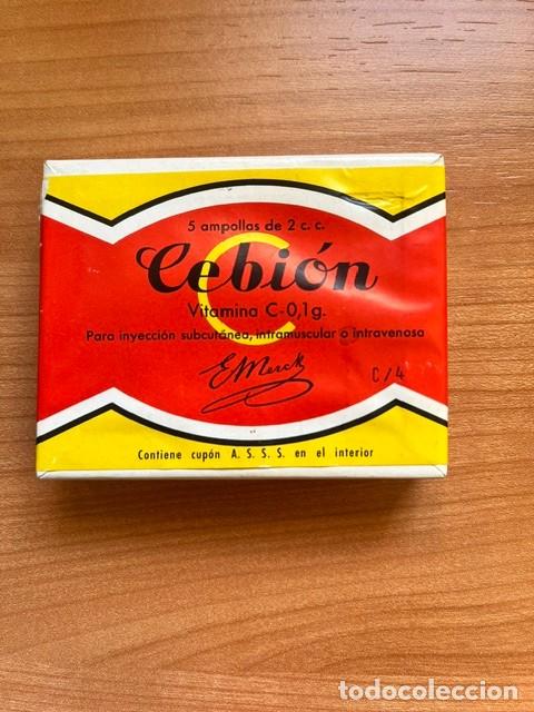 Cajas y cajitas met&aacute;licas: Antigua Caja de 5 Ampollas Vitamina C * CEBION * LABORATORIOS E. MERCK